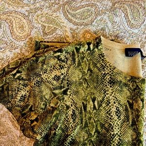 Green Snake Print Patterned Sweater